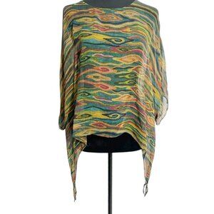 Cocoon House Size Small Medium  Silk Top Blouse Art to Wear Bat Wing Colorful
